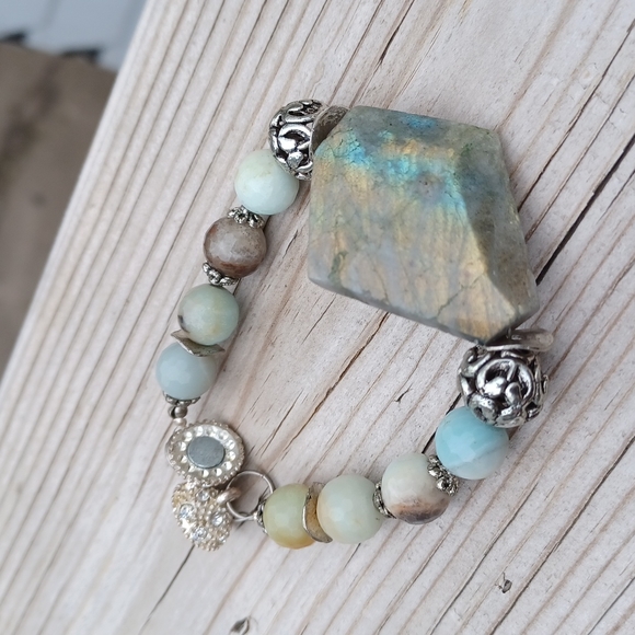 Handmade precious stones Bracelet 7 1/2 inches - Picture 5 of 13